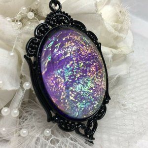 Purple Opal Aurora Borealis Cameo Necklace Gothic